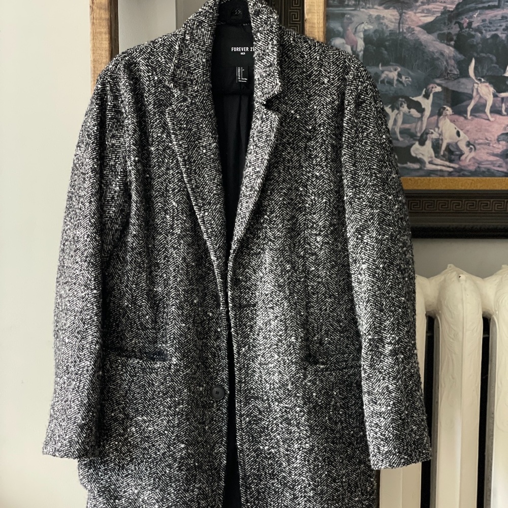 Oversized herringbone coat